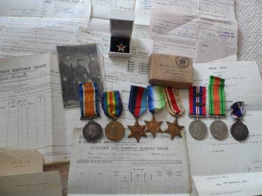 MENTIONED IN DESPATCHES,WW1/WW2 LONG SERVICE GROUP OF EIGHT TO TORPEDOEMAN COLEMAN,WITH LOTS OF ORIGINAL PAPERWORK,PARCHMENTS, ETC.