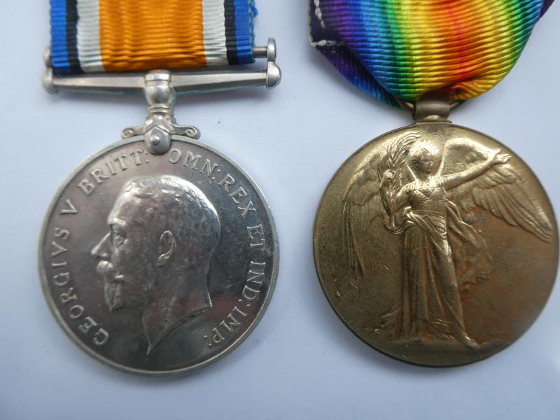 BRITISH WAR AND VICTORY MEDALS-TO ERNEST WILLIAM LOCKEY-2ND BTN LONDON REGT-KILLED IN ACTION ON 10TH SEPTEMBER 1916-BURIED AT DELVILLE WOOD CEMETERY