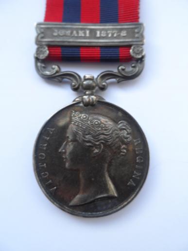 INDIA GENERAL SERVICE MEDAL-CLASP JOWAKI-ELLIS 4TH RIFLE BRIGADE