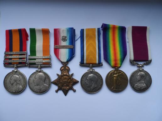BOER WAR WW1-LONG SERVICE GROUP OF SIX TO REGIMENTAL QUARTER MASTER SERJEANT BRIGHTWELL NORFOLK REGI-LATER CAMBRIDGE REGIMENT.MENT