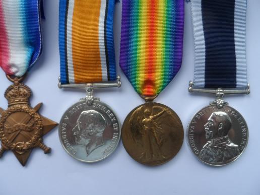 1914/15 STAR TRIO WITH L.S.G.C.MEDAL TO HARRIS- H.M.S. LEANDER-ROYAL NAVY