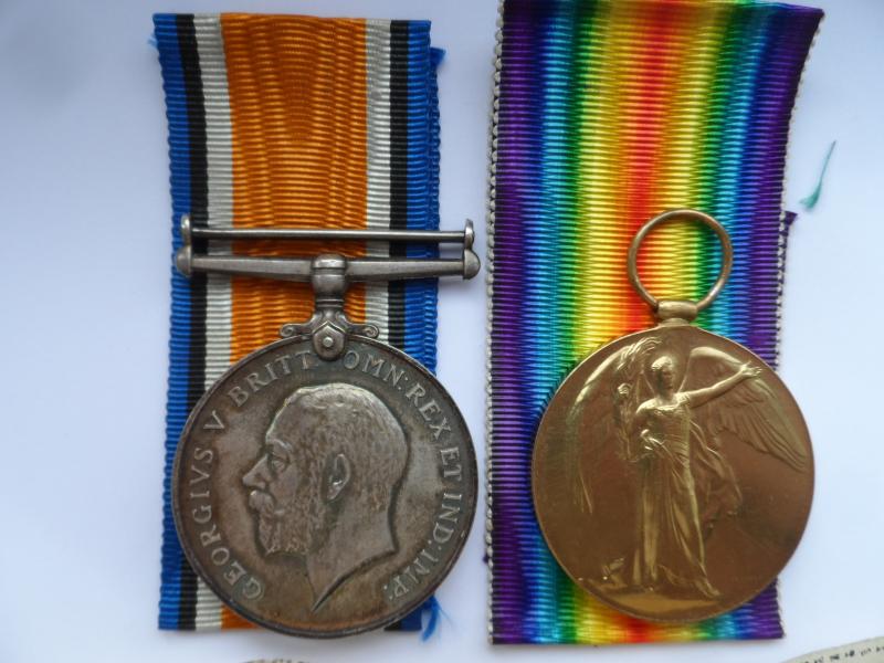 BRITISH WAR AND VICTORY MEDALS TO NOBES-ROYAL FUSILIERS-LATER SERVICE WITH THE NORTHAMPTON REGIMENT