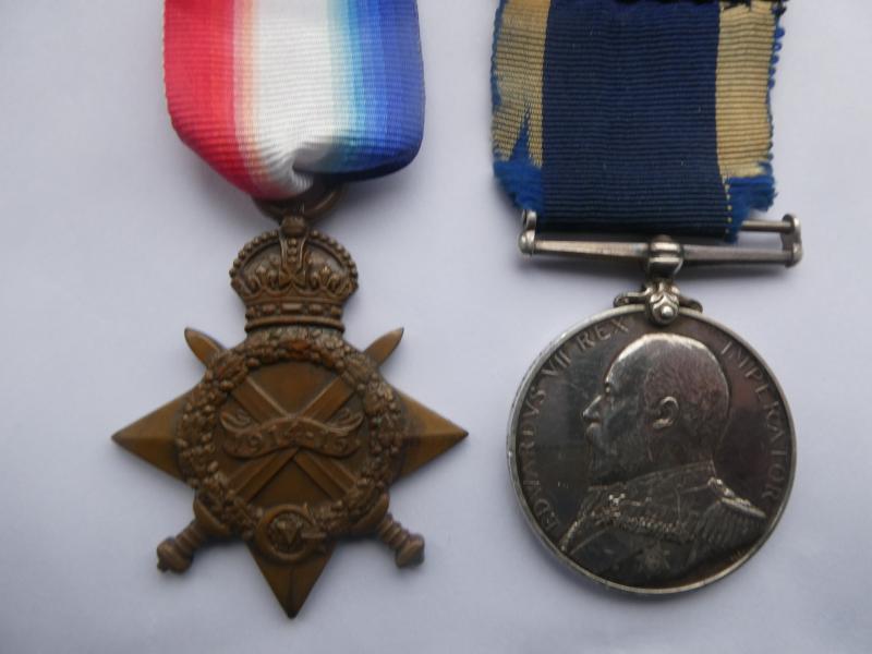 1914/15 STAR-ROYAL NAVY LONG SERVICE MEDAL-TO P.O. WILLIAM NEWELL H.M.S BACCHANTE