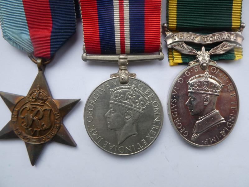 TERRITORIAL EFFICIENCY MEDAL PRISONER OF WAR GROUP OF THREE TO GREENACRE- ROYAL NORFOLK REGT-CATURED-FALL OF FRANCE