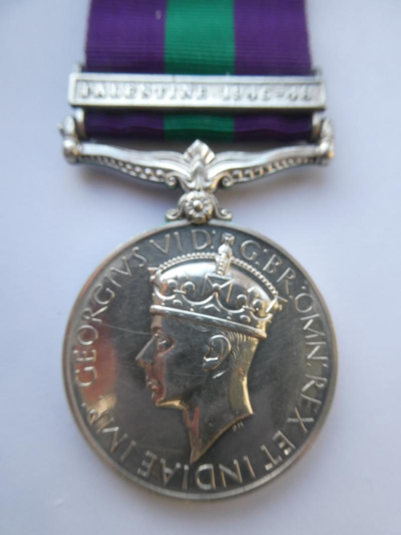 GENERAL SERVICE MEDAL-CLASP PALESTINE 1945-48 TO BLAKEMAN- ROYAL ENGINEERS
