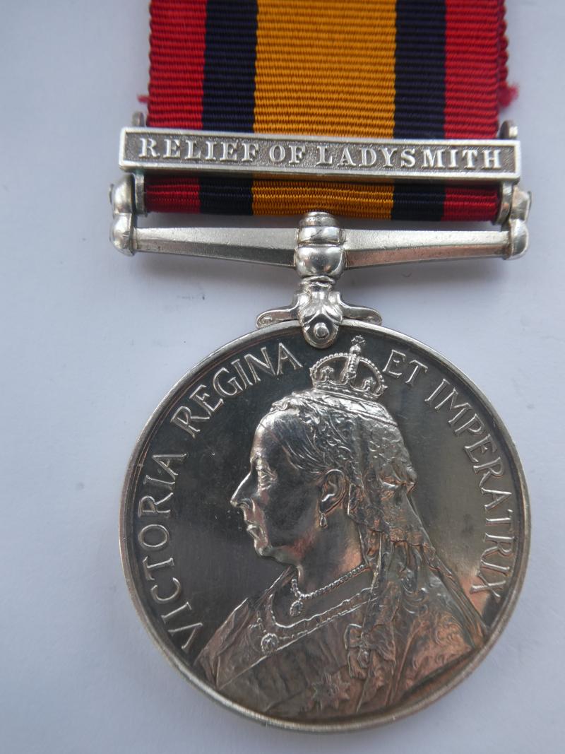QUEENS SOUTH AFRICA MEDAL-TO KELLY WEST YORKSHIRE REGIMENT-WOUNDED AT SPEARMAN'S CAMP-21/11/1899