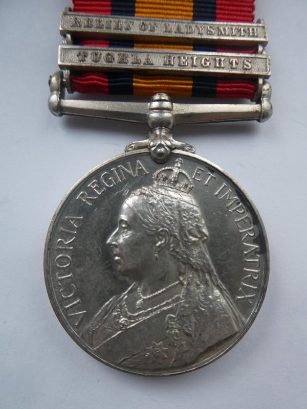 QUEENS SOUTH AFRICA MEDAL TO WILLETT-WEST YORKSHIRE REGIMENT-WOUNDED AT PIETERS HILL 27/02/1900