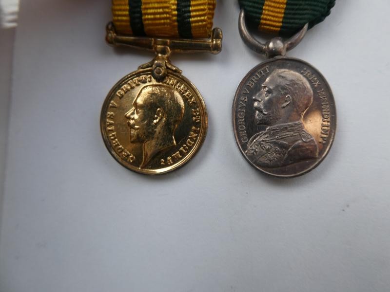 TERRITORIAL FORCE EFFICIENCY MINIATURE MEDAL-AND TERRITORIAL FORCE WAR MEDAL MINIATURE MEDAL