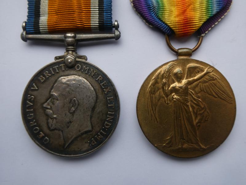 BRITISH WAR AND VICTORY MEDALS TO LOCKETT-NORTH STAFFS REGT -DIED OF WOUNDS ON 24TH OCTOBER 1918