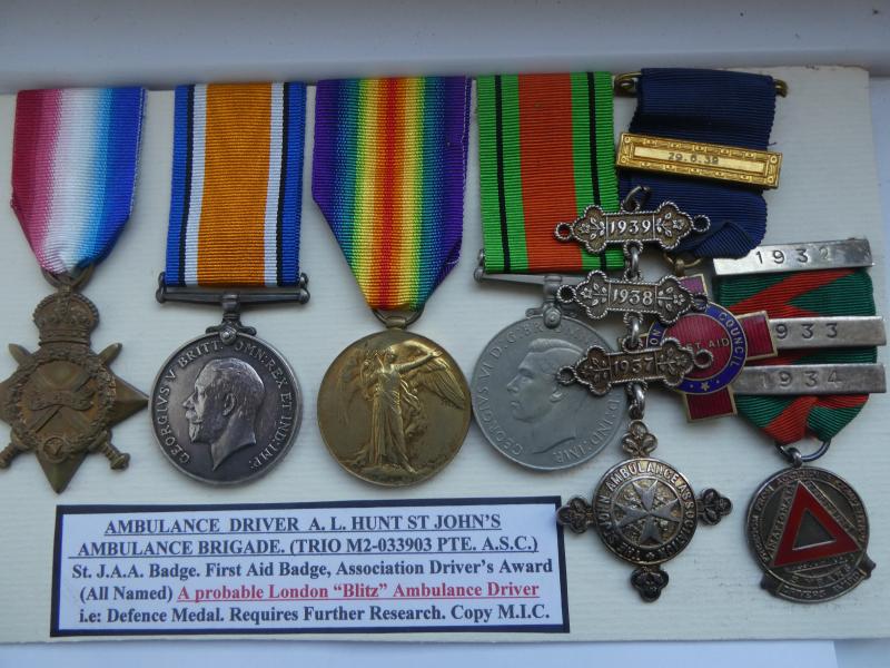 1914/15 STAR TRIO-DEFENCE MEDAL AND RELATED ST.JOHNS AMBULANCE MEDALS-SAFE  DRIVING MEDALS ETC