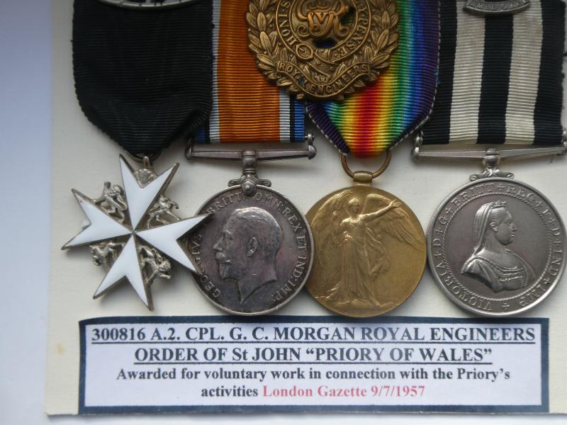 ORDER OF ST JOHN GROUP TO GRIFFITH CARADOG MORGAN-ROYAL ENGINEERS AND ORDER OF ST JOHN (PRIORY OF OF WALES )