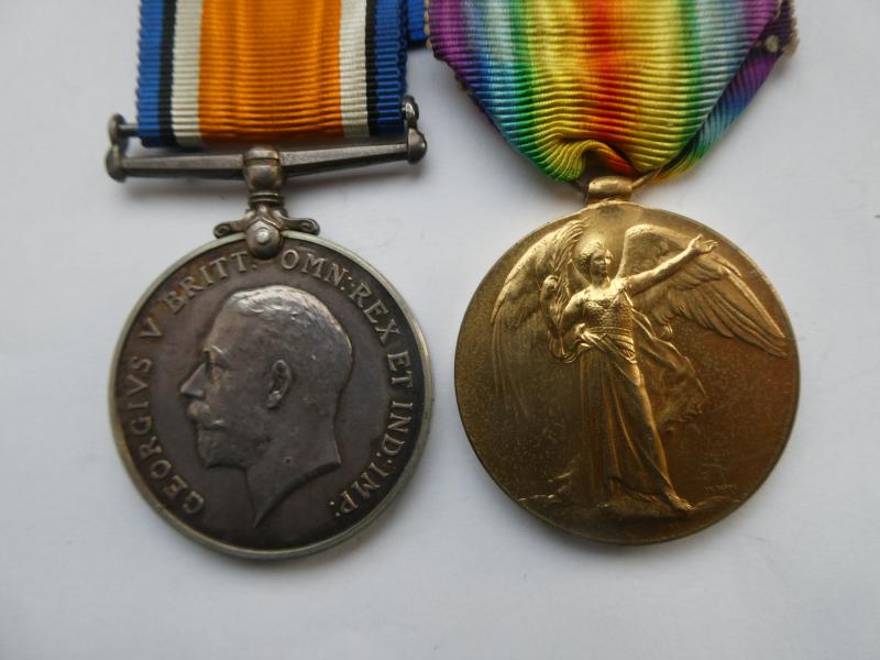 BRITISH WAR AND VICTORY MEDALS-TO PARDON- DUKE OF CORNWALL'S LIGHT INFANTRY-FROM TRIMINGHAM  NORFOLK