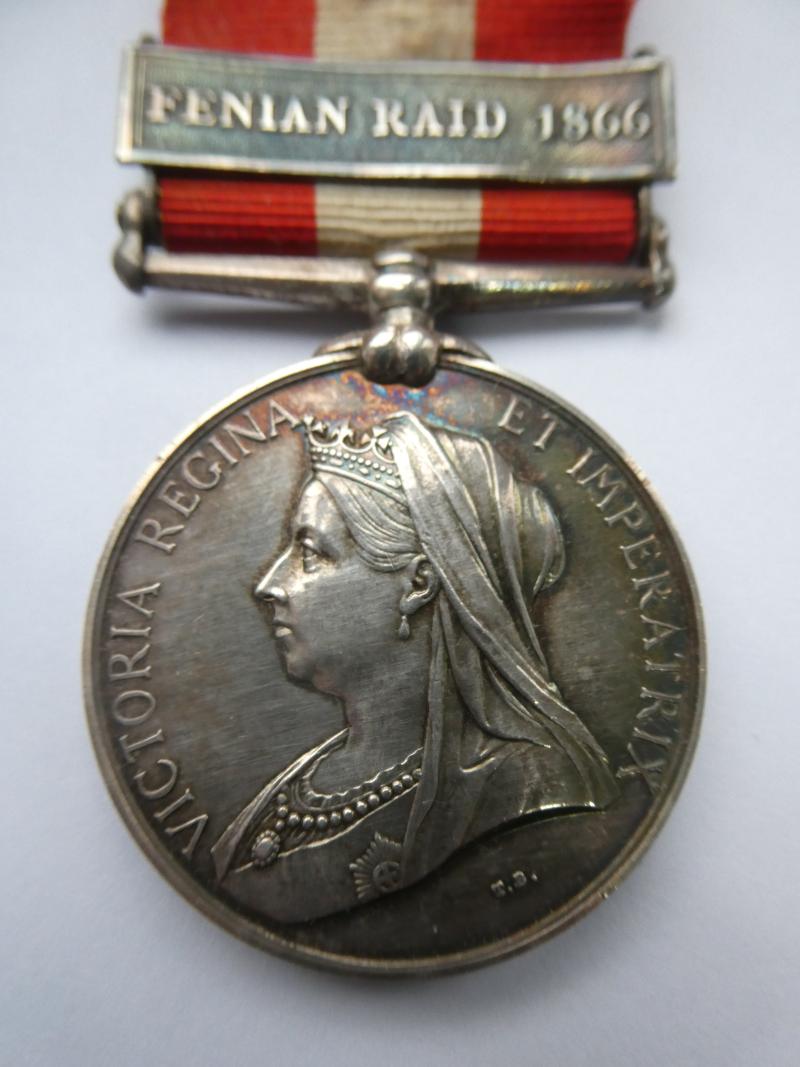 CANADA GENERAL SERVICE MEDAL-FENIAN RAID 1866-TO GUNNER M.J.DELANY.H.M.S.NIGER
