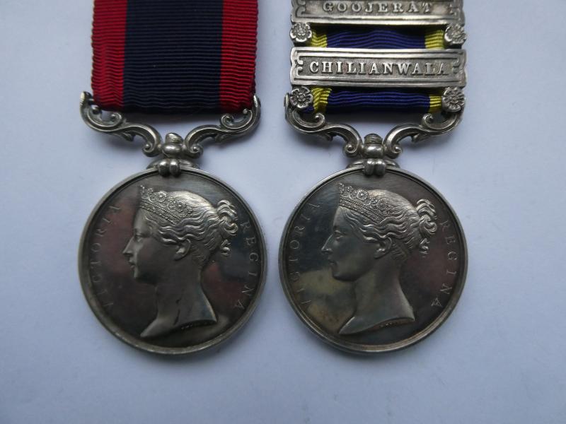SUTLEJ MEDAL FOR SOBRAON AND PUNJAB 2 CLASP PAIR TO TOMLINSON-BENGAL ARTILLERY