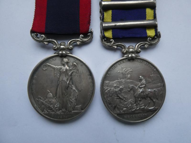 SUTLEJ MEDAL FOR SOBRAON AND PUNJAB 2 CLASP PAIR TO TOMLINSON-BENGAL ARTILLERY