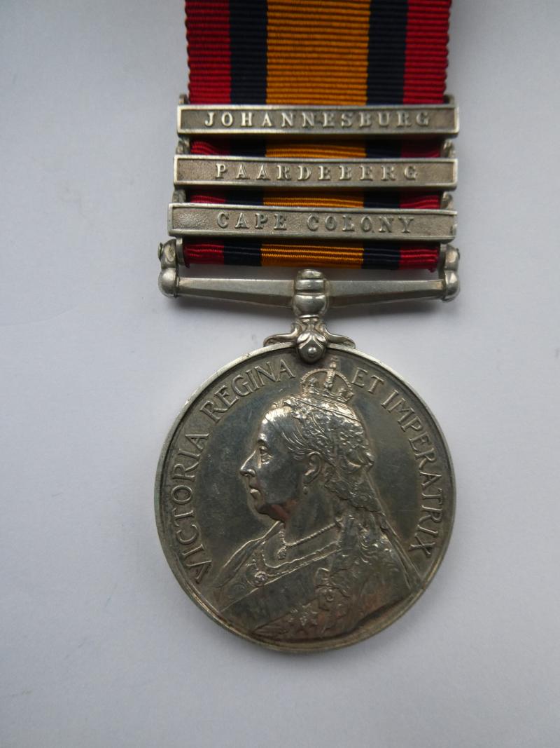 QUEENS SOUTH AFRICA MEDAL TO HURN-NORFOLK REGT-ALSO ENTITLED TO THE I.G.S.-CLASP CHIN HILLS
