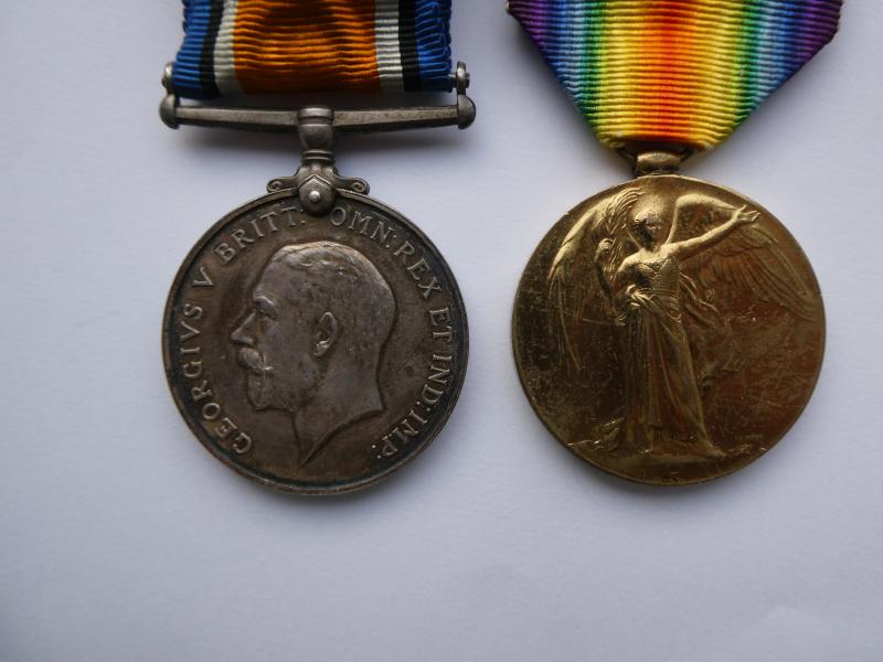 BRITISH WAR AND VICTORY MEDALS-TO CARDEY-WEST YORKSHIRE REGT-WOUNDED IN LEFT FOREARM 1918-FROM HAVERHILL SUFFOLK
