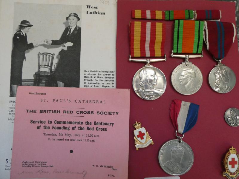 VOLUNTARY MEDICAL SERVICES AND RED CROSS GROUP OF THREE-WITH BADGES,DOCUMENTS, ETC TO DIVISIONAL PRESIDENT CHRISSIE M ROSS -(ROSS AND CROMARTY BRANCH)BRITISH RED CROSS SOCIETY