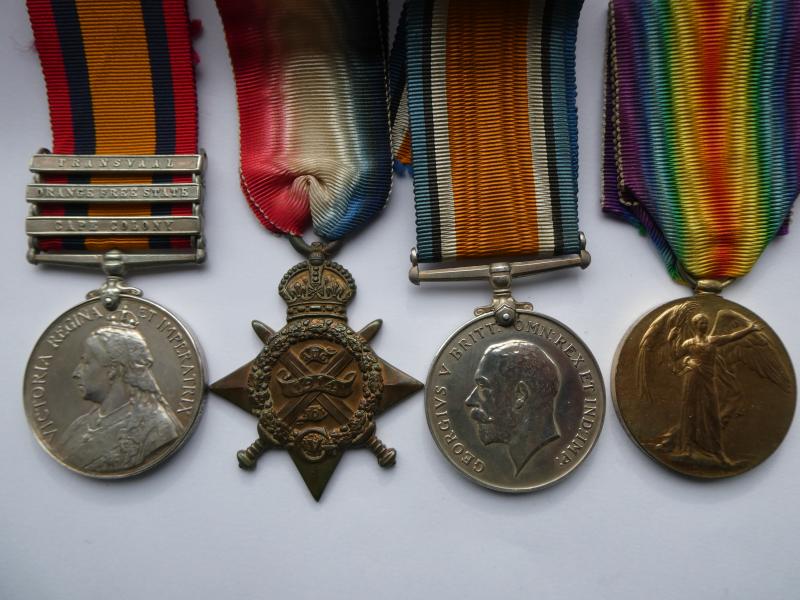 QUEENS SOUTH AFRICA MEDAL -1914 STAR TRIO JOHNSON-NORFOLK REGT MOUNTED INFANTRY AND 18TH HUSSARS-LATER SERVED WITH THE TANK CORPS