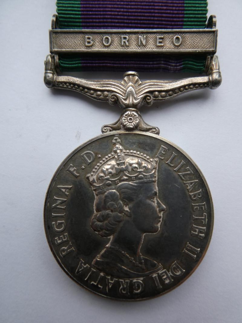 CAMPAIGN SERVICE MEDAL-CLASP BORNEO-TO HALLFORD ROYAL NAVY