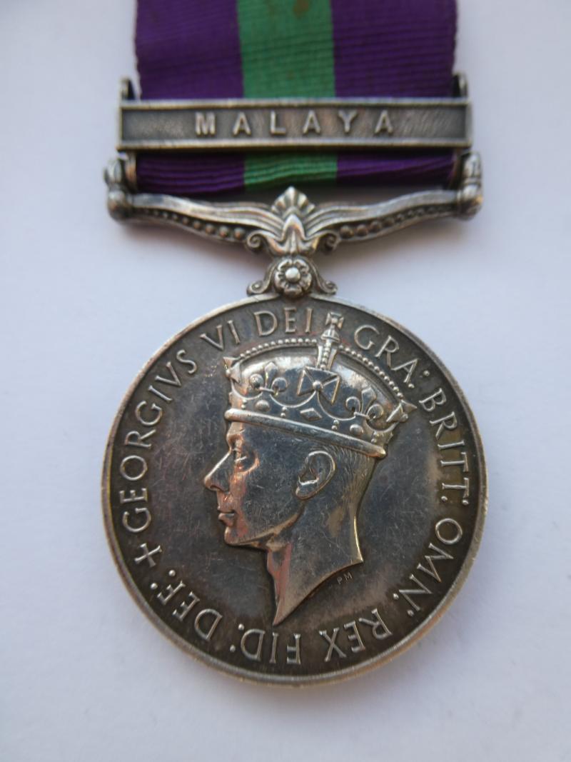 GENERAL SERVICE MEDAL CLASP MALAYA-TO WARRANT OFFICER JOHNSON-ROYAL AIR FORCE