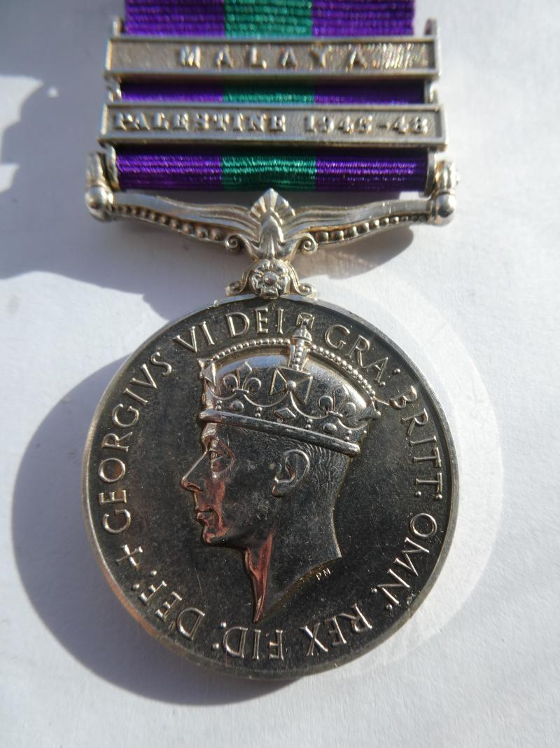 GENERAL SERVICE MEDAL-CLASPS PALESTINE 1945-48/MALAYA-TO ANGELL-ROYAL AIR FORCE