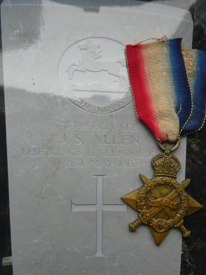1914/15 STAR-TO ALLEN-LIVERPOOL REGIMENT-DIED OF WOUNDS ON 21ST MAY 1915