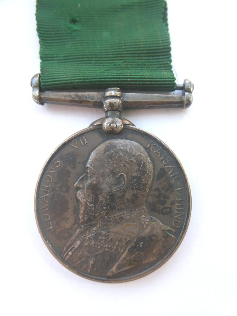EDWARD VII VOLUNTEER LONG SERVICE MEDAL-KAISAR-I- HIND OBVERSE TO TOMLINSON PUNJAB LIGHT HORSE