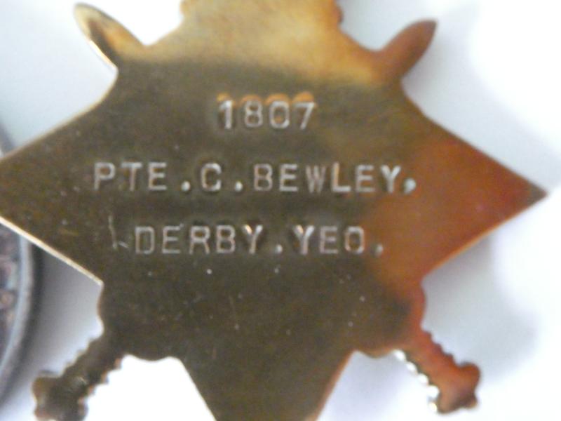 1914/15 STAR TRIO-TO BEWLEY-DEBYSHIRE YEOMANRY
