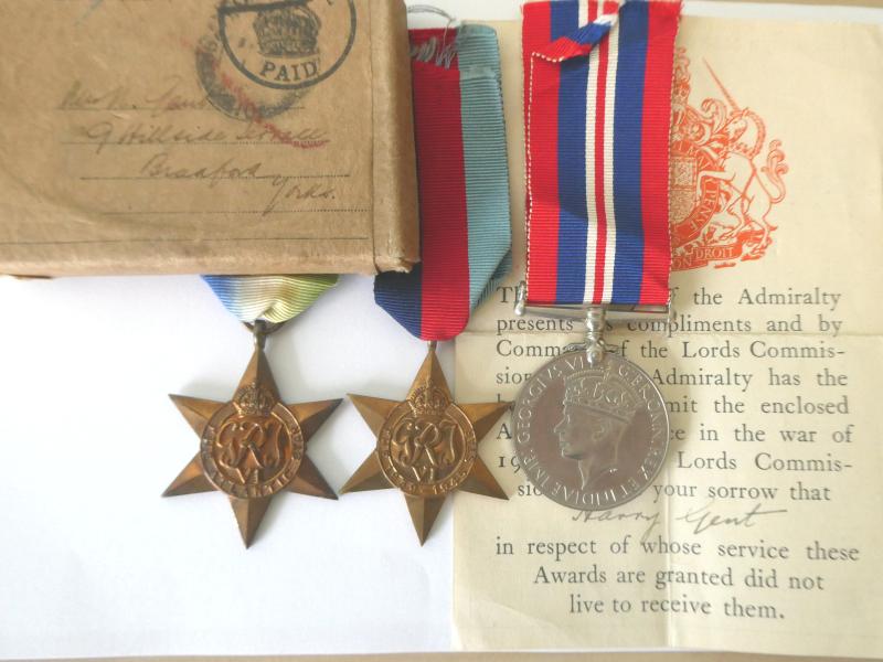 ATLANTIC STAR GROUP OF THREE -HARRY GENT-H.M.S. MAHRATTA-DIED WHEN SHE WAS TORPEDOED BY THE  U990 ON ARTIC CONVOY DUTY