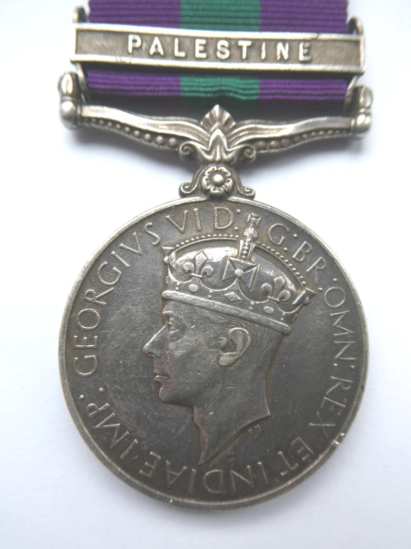 GENERAL SERVICE MEDAL-CLASP PALESTINE-TO REDMAN KING'S OWN REGIMENT-LATER WON THE MILITARY MEDAL WITH THE DURHAM LIGHT INFANTRY-