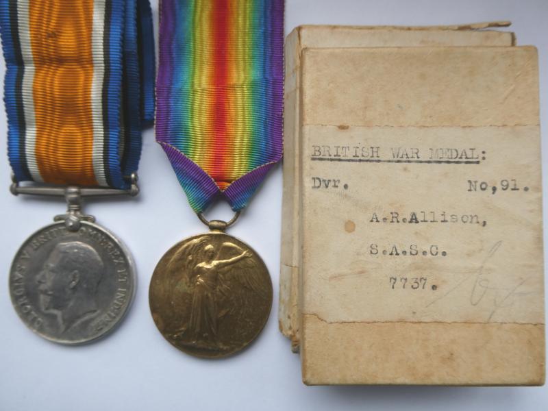 BRITISH WAR AND VICTORY MEDALS-TO ALLISON-SOUTH AFRICAN SERVICE CORPS