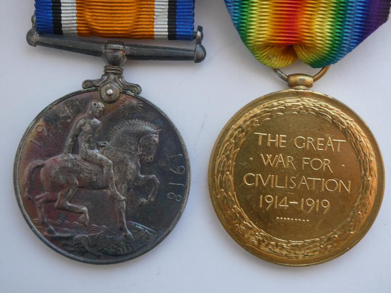 BRITISH WAR AND VICTORY MEDALS-TO GRIGGS-EAST SURREY REGT-KILLED IN ACTION ON 24TH SEPTEMBER 1916
