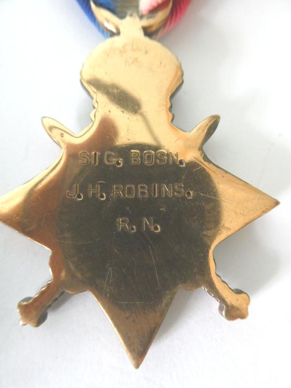 1914/15 STAR TO LIEUT COMMANDER (SIGNALS) JOSEPH HARRY ROBBINS- D.S.C.