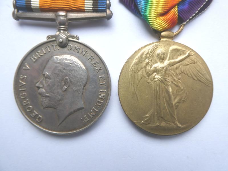 BRITISH WAR AND VICTORY MEDALS -TO THOROGOOD-NORFOLK REGT-KILLED IN ACTION ON 28TH APRIL 1917-RIFLE TRENCH