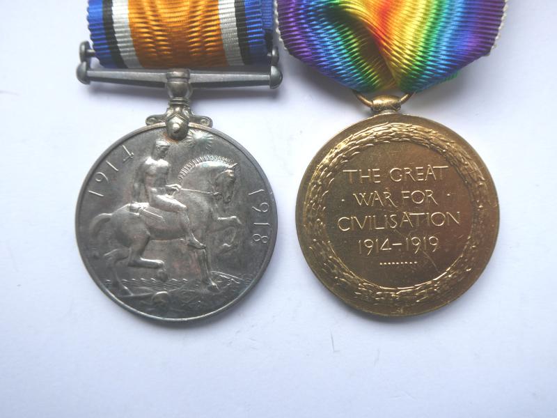 BRITISH WAR AND VICTORY MEDALS TO BRIGGS-SUFFOLK REGIMENT-KILLED IN ACTION ON 12TH OCTOBER 1916
