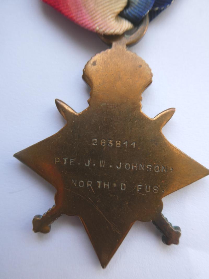 1914/15 STAR- JOHNSON-NORTHUMBERLAND FUSILIERS