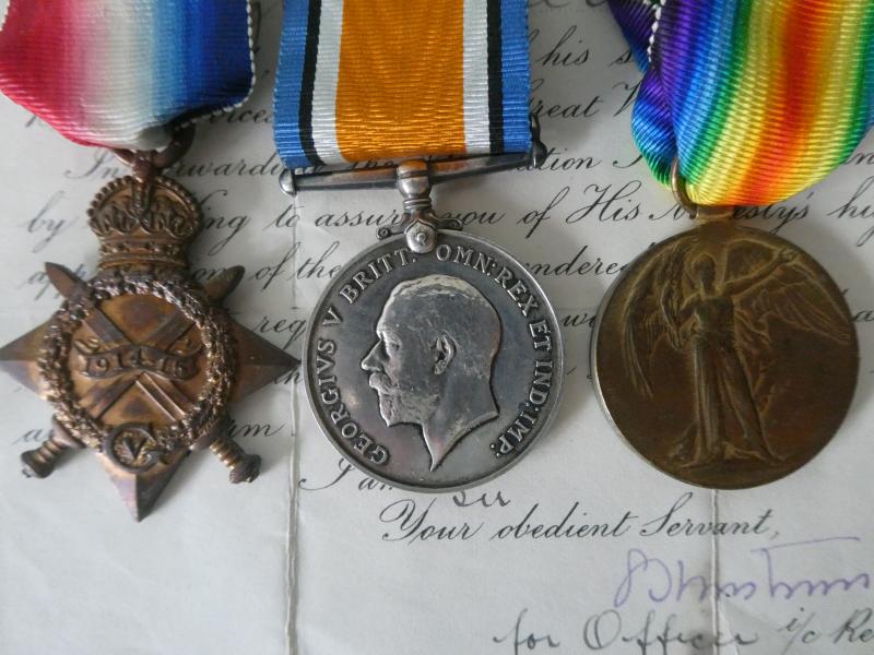 1914/15 STAR TRIO TO HUGHES-1ST BTN ROYAL WELSH FUSILIERS-KILLED IN ACTION  ON THE FIRST DAY OF LOOS-25TH SEPTEMBER 1915