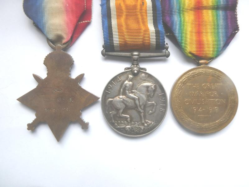 1914 STAR TRIO TO RIDING-SUFFOLK REGIMENT