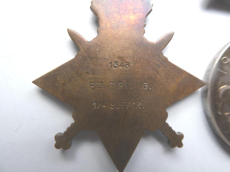 1914 STAR TRIO TO RIDING-SUFFOLK REGIMENT