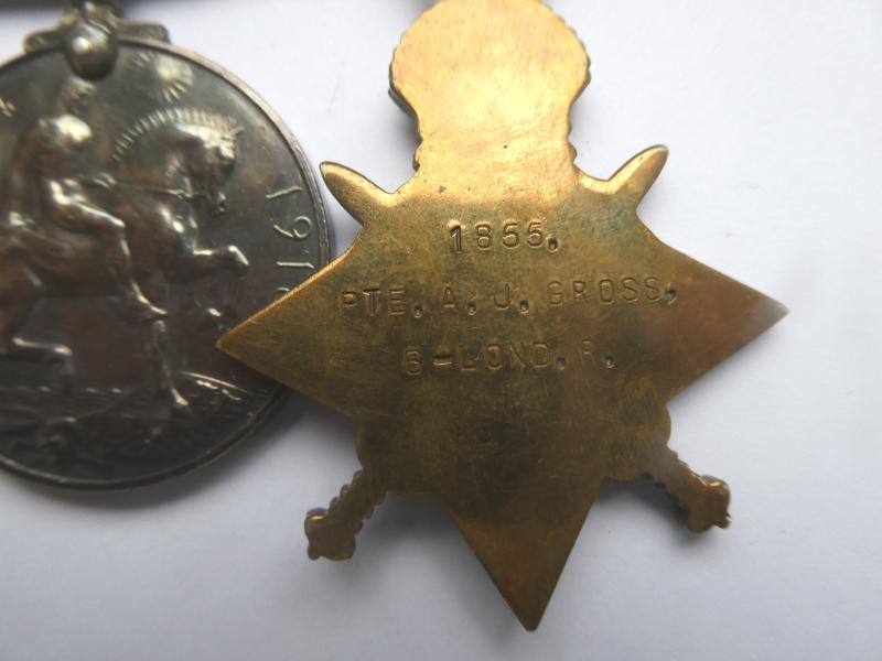 1914/15 STAR TRIO TO GROSS-6TH LONDON REGT(CITY OF LONDON RIFLES)