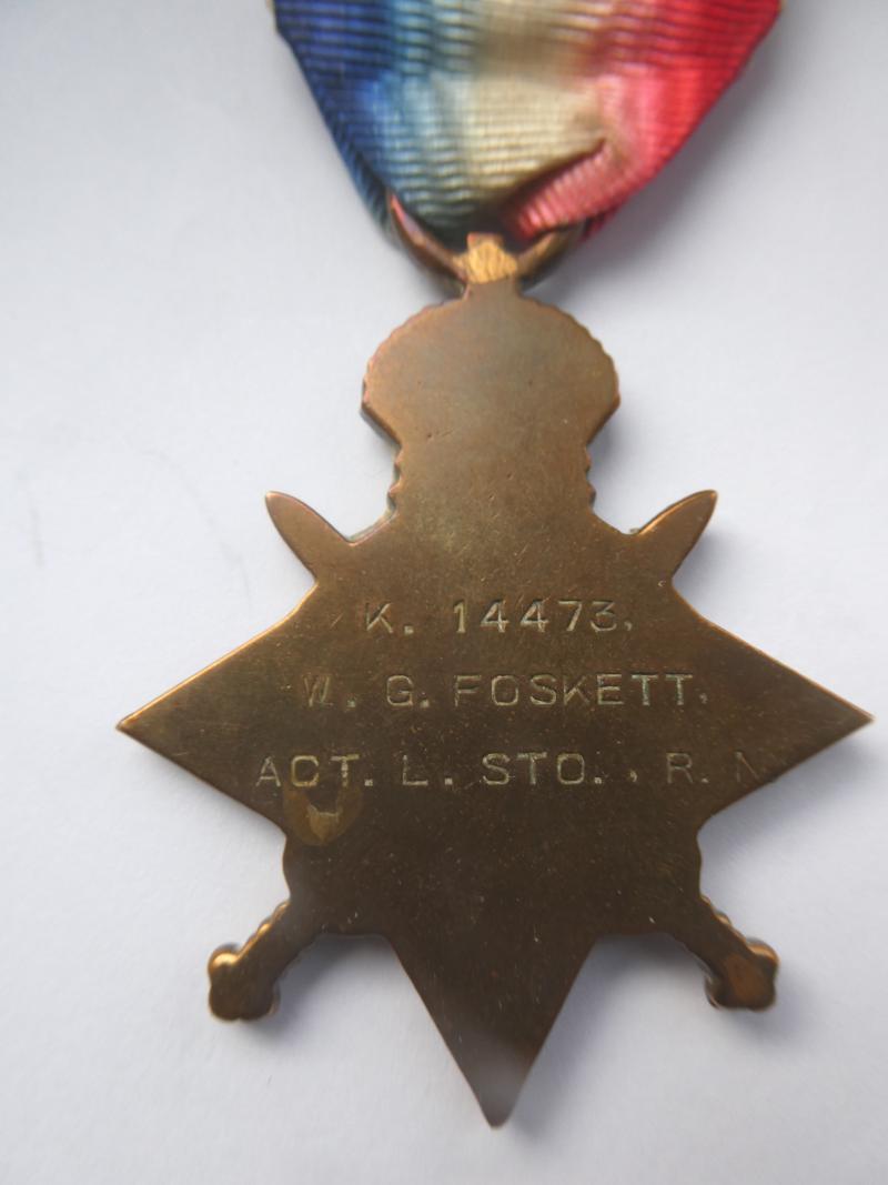1914/15 STAR TO FOSKETT-H.M.S.WARRIOR-KILLED IN ACTION AT JUTLAND