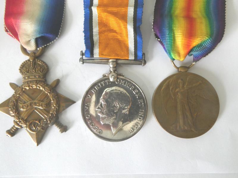 1914/15 STAR TRIO-TO WRIGHT-SUFFOLK REGT-DISCHARGED WITH A FRACTURED SKULL