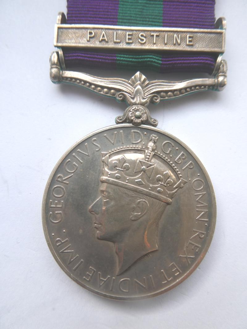 GENERAL SERVICE MEDAL-CLASP PALESTINE-TO COLLINS-SEAFORTHS-WOUNDED 21/09/1944 NORTHWEST EUROPE