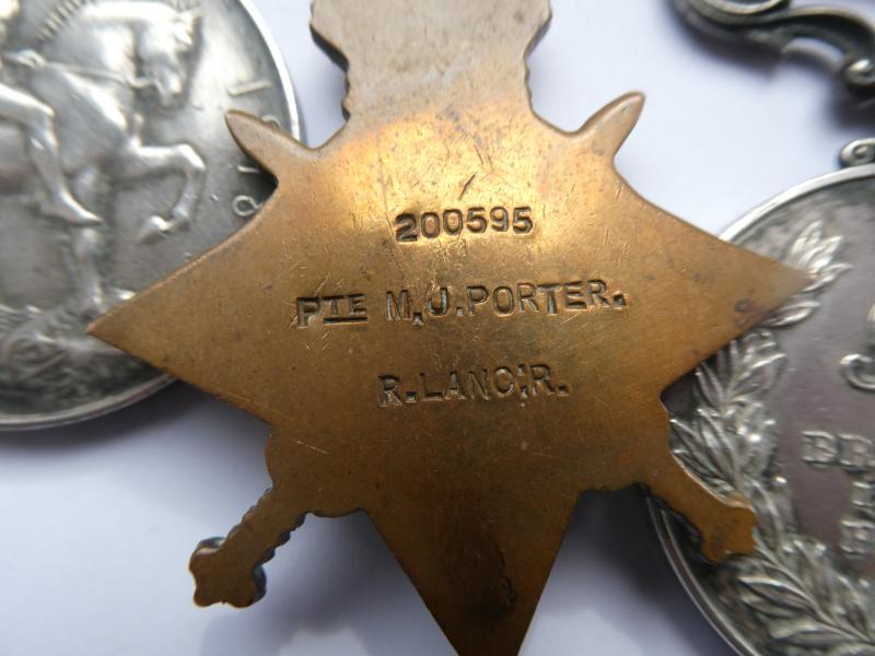 MILITARY MEDAL GROUP OF FOUR TO PORTER-1/4TH ROYAL LANCASTER REGT-M.M.AN AWARD FOR THE SOMME