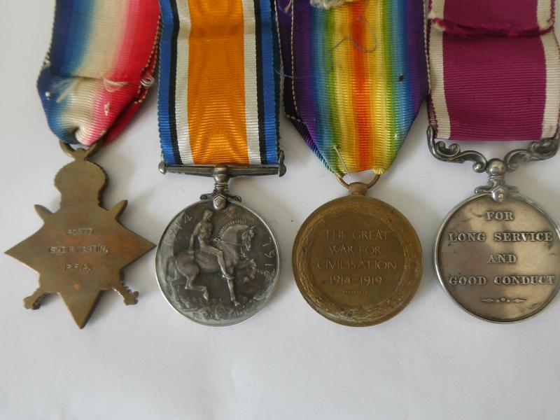 LONG SERVICE GROUP OF FOUR TO BATTERY QUARTER MASTER SJT MARTIN ROYAL ARTILLERY-MENTIONED IN DESPATCHES ON 07/07/1919