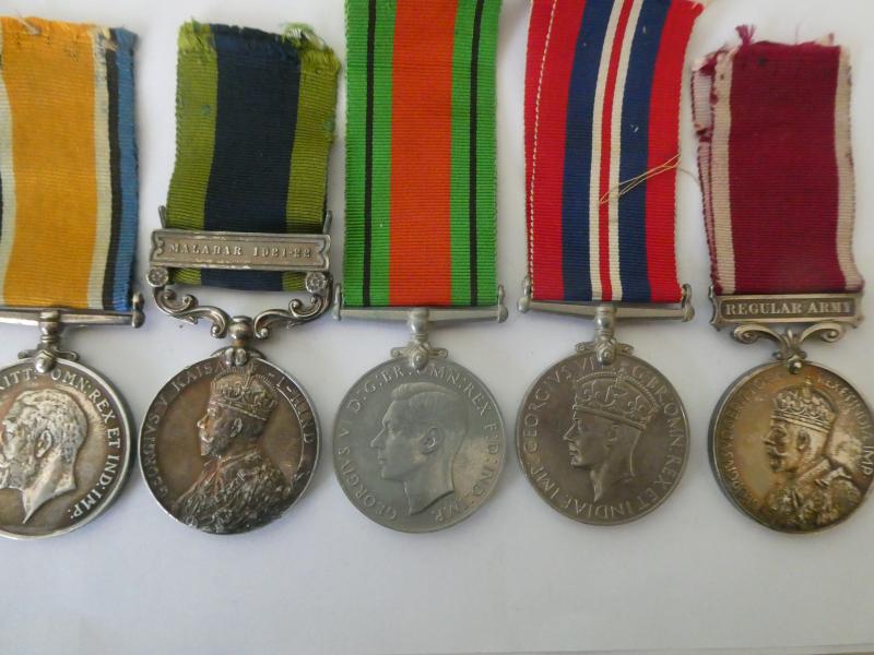 ROYAL ARTILLERY -MALABAR AND LONG SERVICE GROUP OF FIVE TO BATTERY QUARTER-MASTER SJT GRIFFITHS